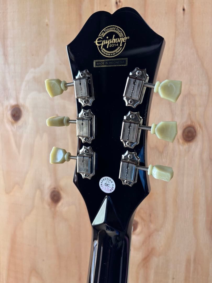 トップ単板 Epiphone FT-350SCE ブラック ペグ換装品