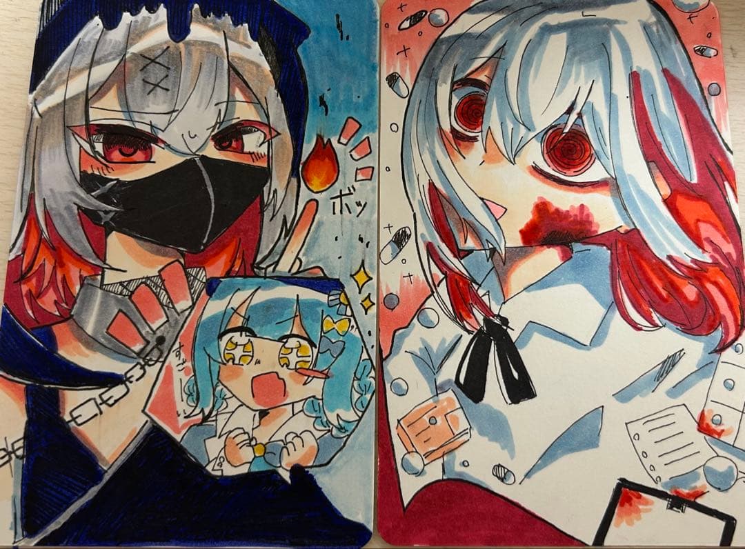 魔法少女ノ魔女裁判 まのさば 紫藤アリサ 橘シェリー 手描きイラスト