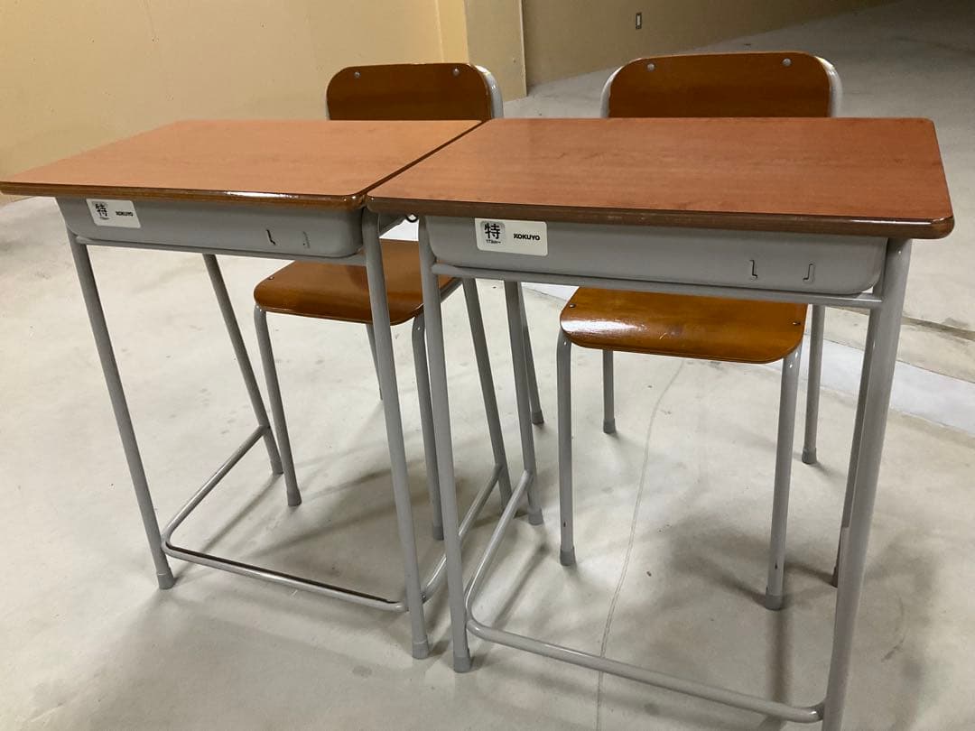 これがラスト1点！！　⭐️美品⭐️ 学習机 なつかしい学校の机と椅子　2セット 学習机セット 学校机 + 学習椅子 G2-D-BK12-S3（商品番号：59-g2-d