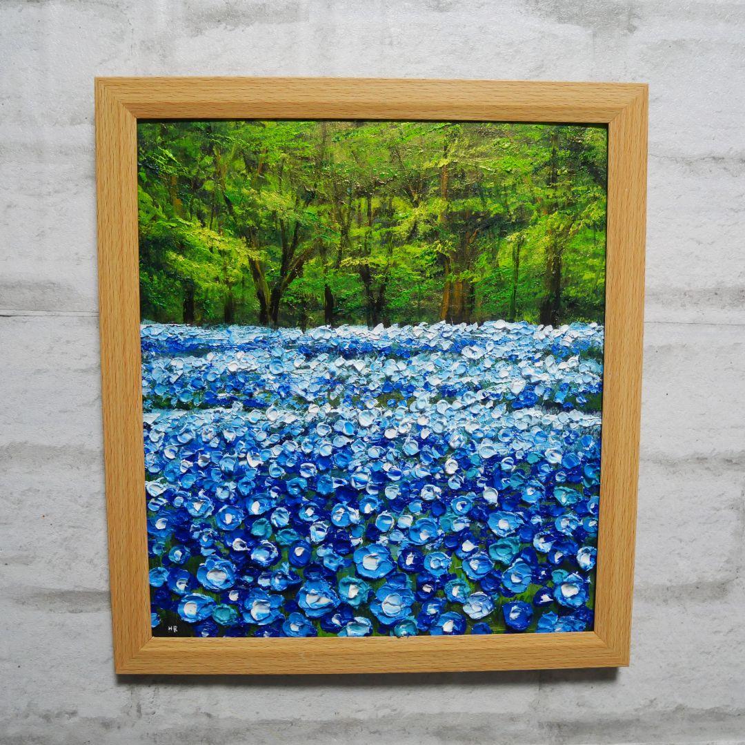 油絵 油彩 油彩画 絵 絵画 【青い花の森の中】 油絵 油彩 油彩画 絵 絵画 【青い花の森の中】 絵画 HR 通販