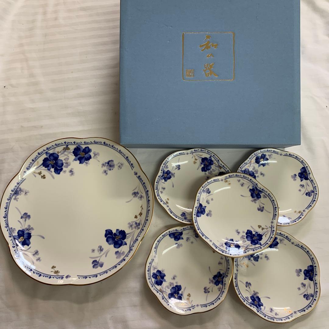 Q9)HOYA IVORY CHINA 青藍 花柄 5枚セット - メルカリ