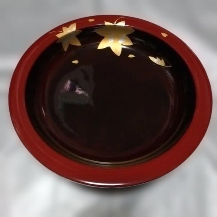 会津塗り 菓子器 漆器 金色葉模様 - メルカリ