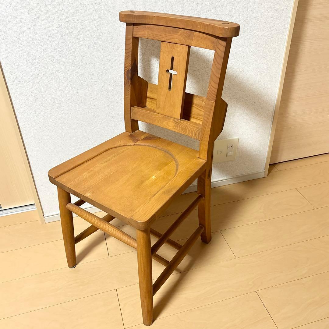 チャーチチェア ヴィンテージ 家具 聖書入れ ヴィンテージ チャーチチェア 背面に聖書収納スペースのあるナチュラル