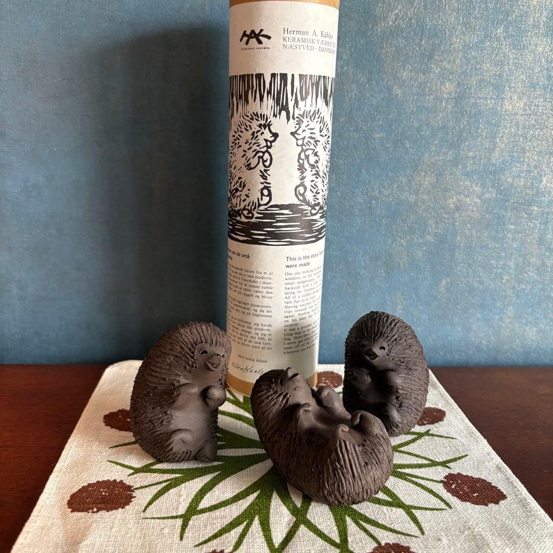 Hedgehog trio KÄHLER ⋆༶⠜ケーラー ハリネズミ 3兄弟 金のはりねずみ3兄弟セット