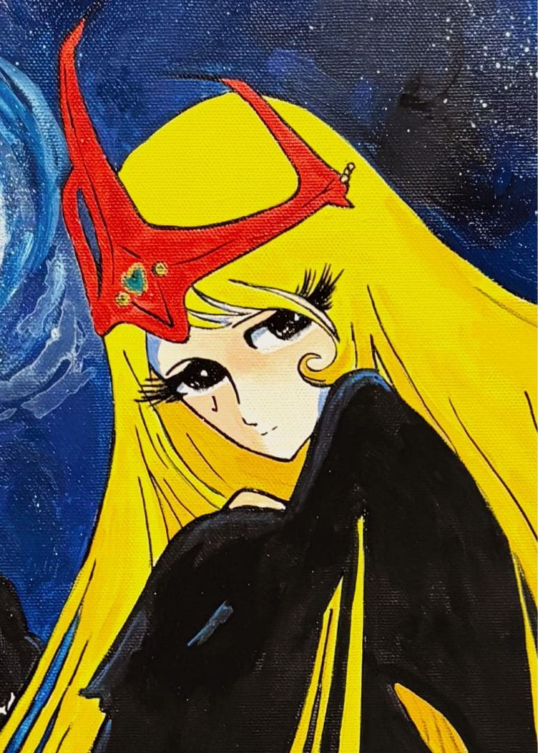F4号】手描き油彩 松本零士【新竹取物語 1000年女王】額縁 新品額