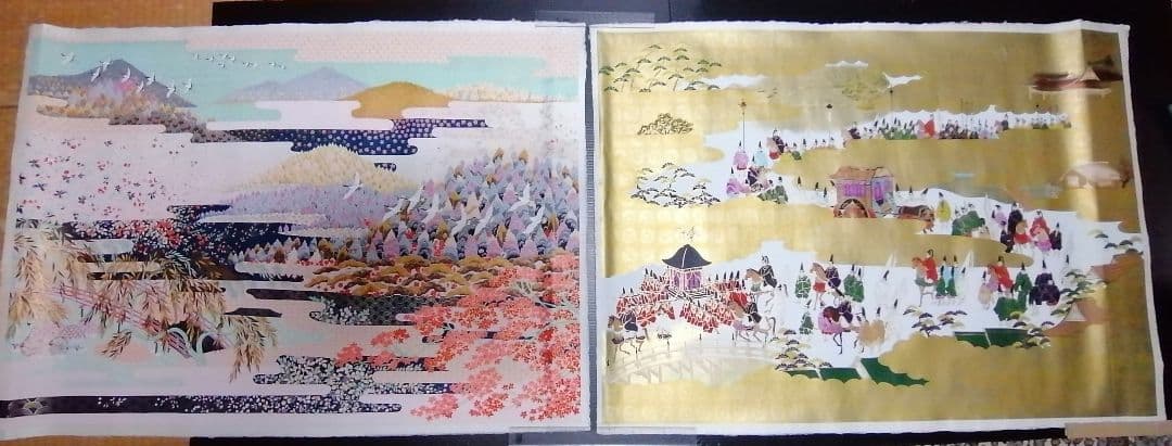美濃和紙 ハッピーセット 友禅染め 2枚組 花鳥画と平安絵巻 縁起物