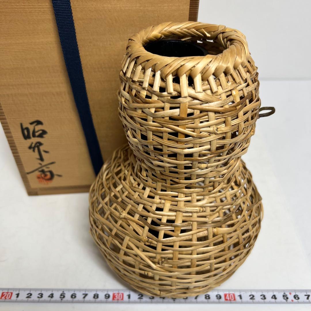 有馬籠　昭竹斎作　竹細工花籠　共箱　h22cm 東K7-1228① 有馬籠 昭竹斎作 竹細工花籠 共箱 h22cm 東K7-1228① Yahoo