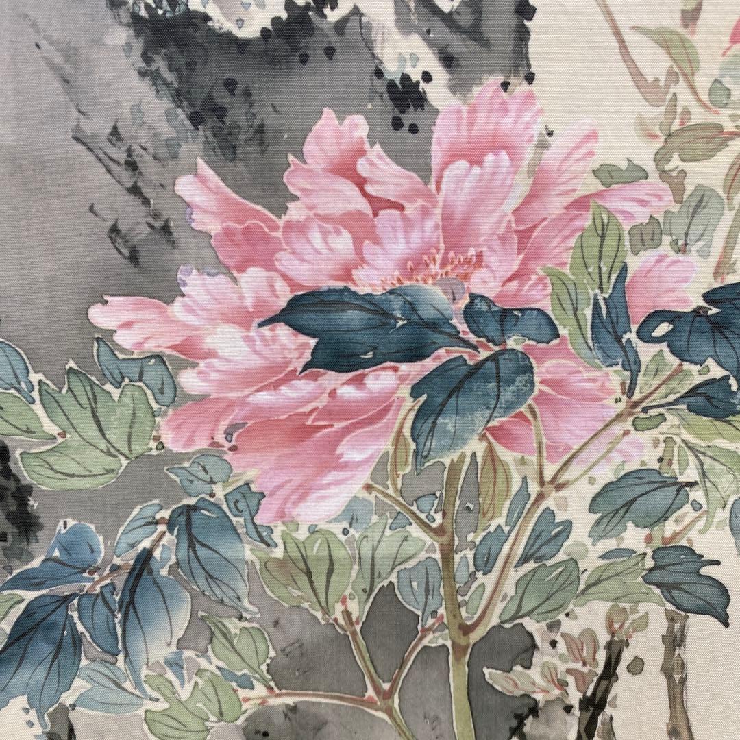 美品 掛け軸 日本画家 野口小蘋筆 玉堂富貴図 印刷 名画 女流南画家