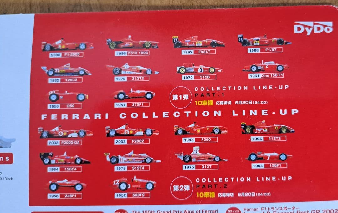 プライスダウン！ダイドーフェラーリF1ミニカー２０台セットデカール付き　1/64 プライスダウン！ダイドーフェラーリF1ミニカー20台セットデカール