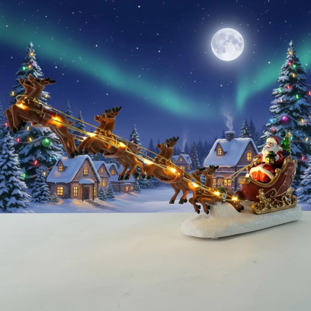 サンタさんと、まさに飛ぼうとしてるトナカイ クリスマス オルゴール
