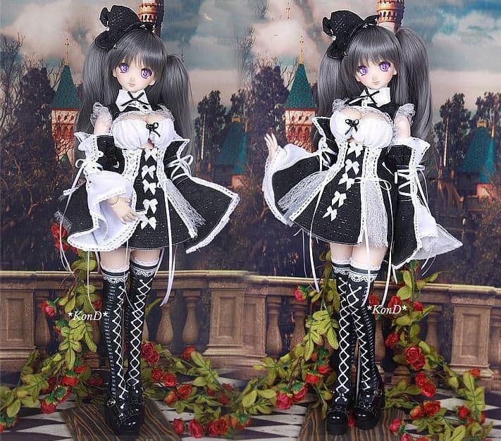 WR77 BJD 1/3 ドール 衣装 洋服 メイド服 9点セット ハンドメイド