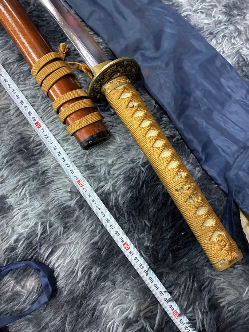 G0）模造刀 打刀と脇差2点セット 金茶漆鞘 模造刀 黒金鍔 - メルカリ