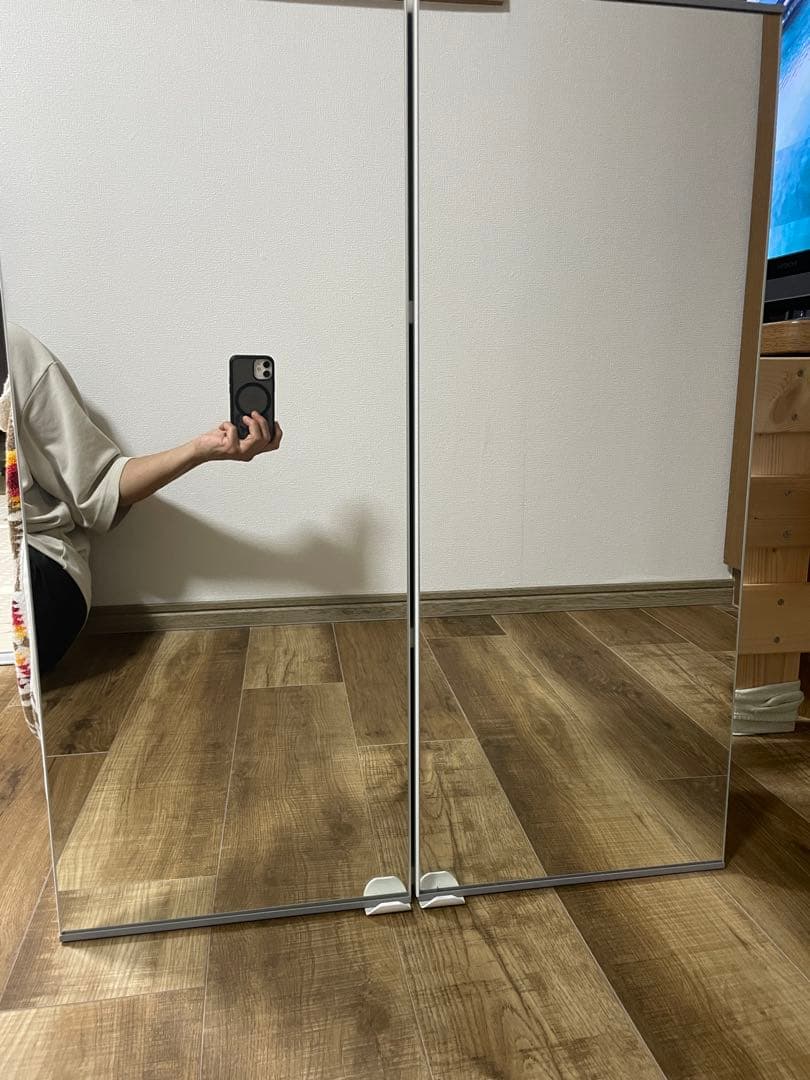 両面壁掛け鏡　IKEA ENHET ENHET エーンヘート ハンギングミラーフレーム, チャコール, 25x4.5x75