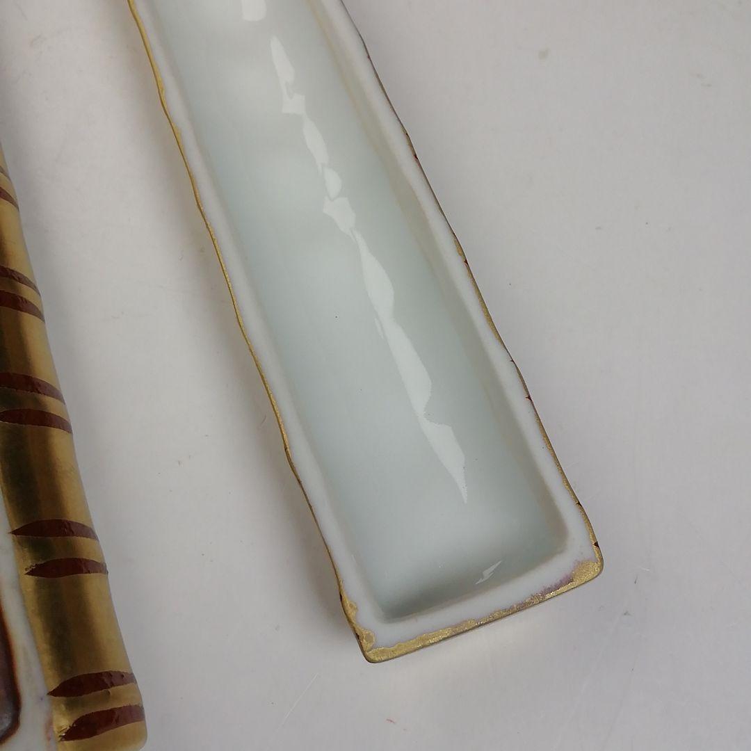T961 香合 『金襴手 横笛香合』『芳正 造』 共箱 茶道具