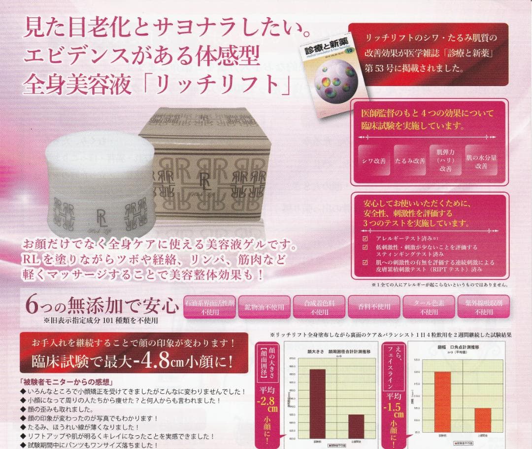 正規品・新品】リッチリフト美容整体クリーム 2個【説明チラシ付】