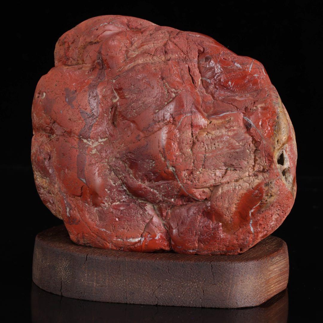 佐渡 赤玉石 赤石 碧玉 台座付 1.6kg 水石 鑑賞石 天然石 盆石 飾石