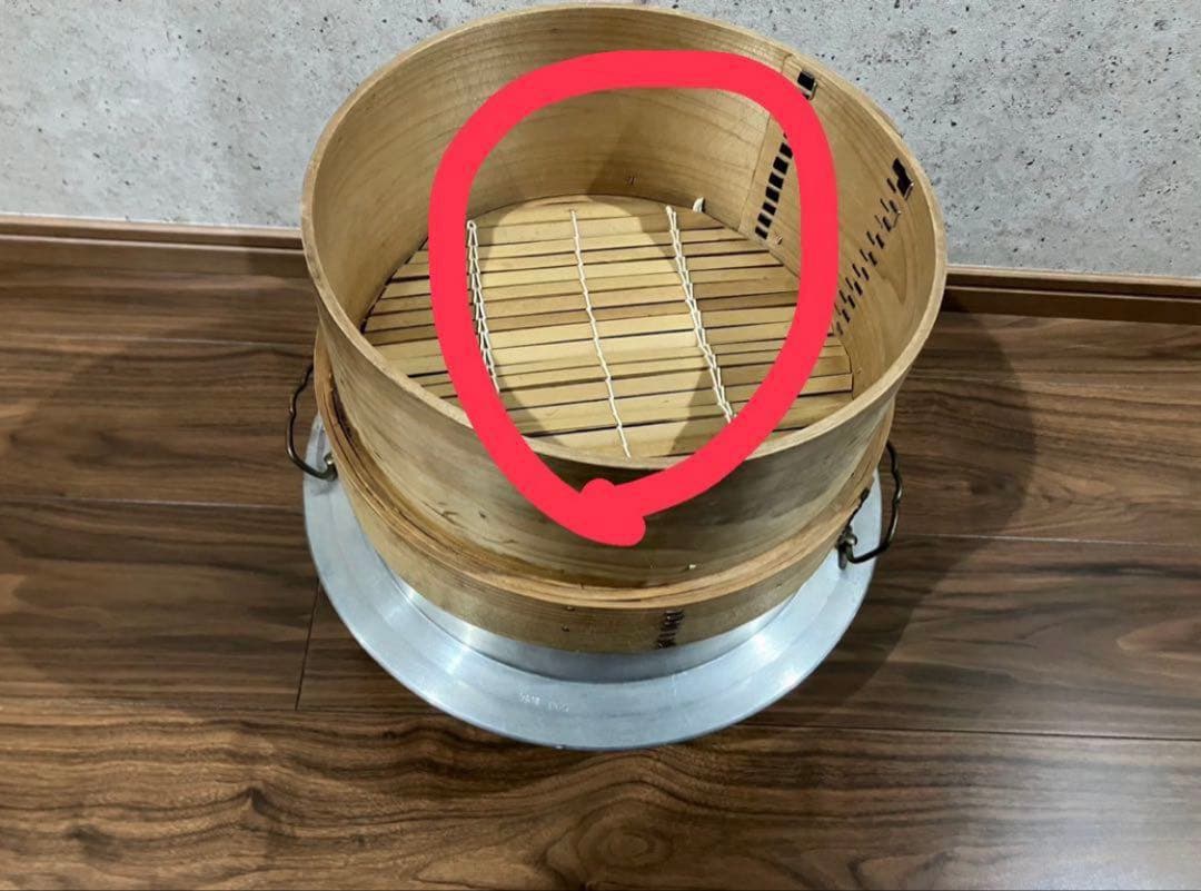 中古釜、蒸篭28CM】（すだれ・中古蒸し布付き）
