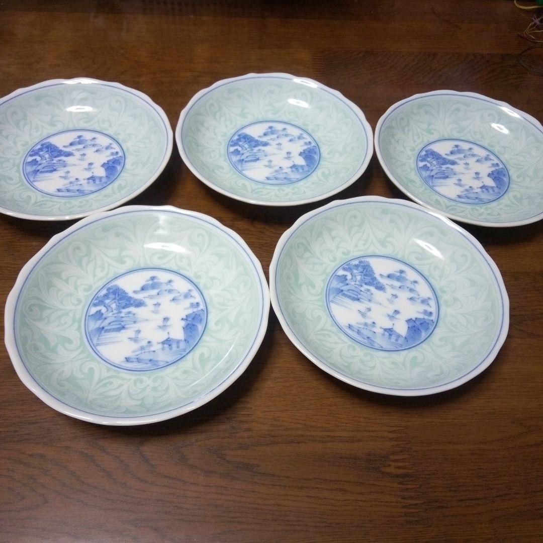 西洞窯 美濃焼 青い山水画の小皿 5枚セット - メルカリ