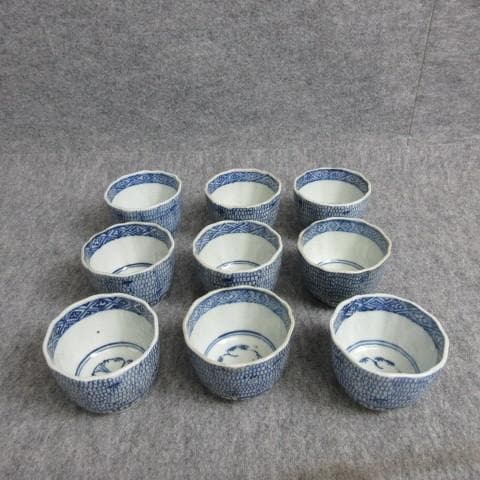 伊万里焼染付みじんこ手蕎麦猪口9個 [B28147] bd69d48c5d339c4cad4c9d03376a19