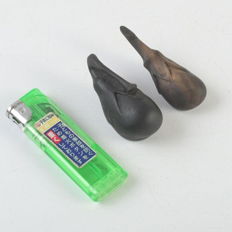 茶道具 瓢介作 黒柿 茄子香合 2点 共箱 V 9543