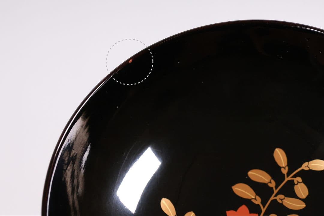 CM403】天然木漆塗 菊桐鳳凰金蒔絵 黒塗 吸物椀 1客 昭和期 木製漆器