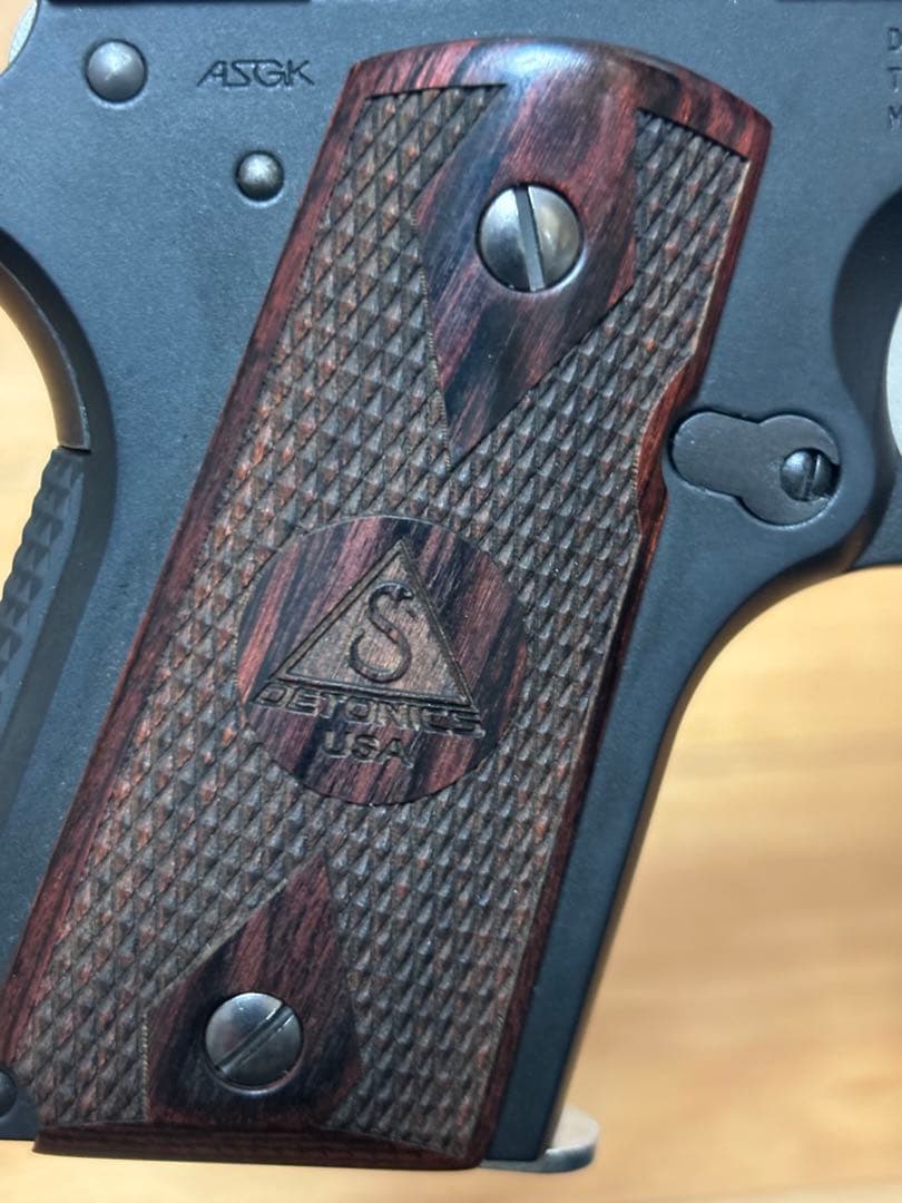 マルイ デトニクス.45 別売木製グリップ 革製ホルスター付属 ASGK刻印