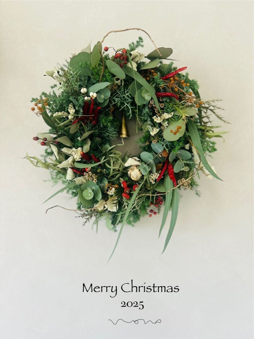 Merry Christmas 2025 静かな森の木の実のリース　　〜38cm 森の木の実のクリスマスリース ドライフラワー Ly's Wreath リーズ