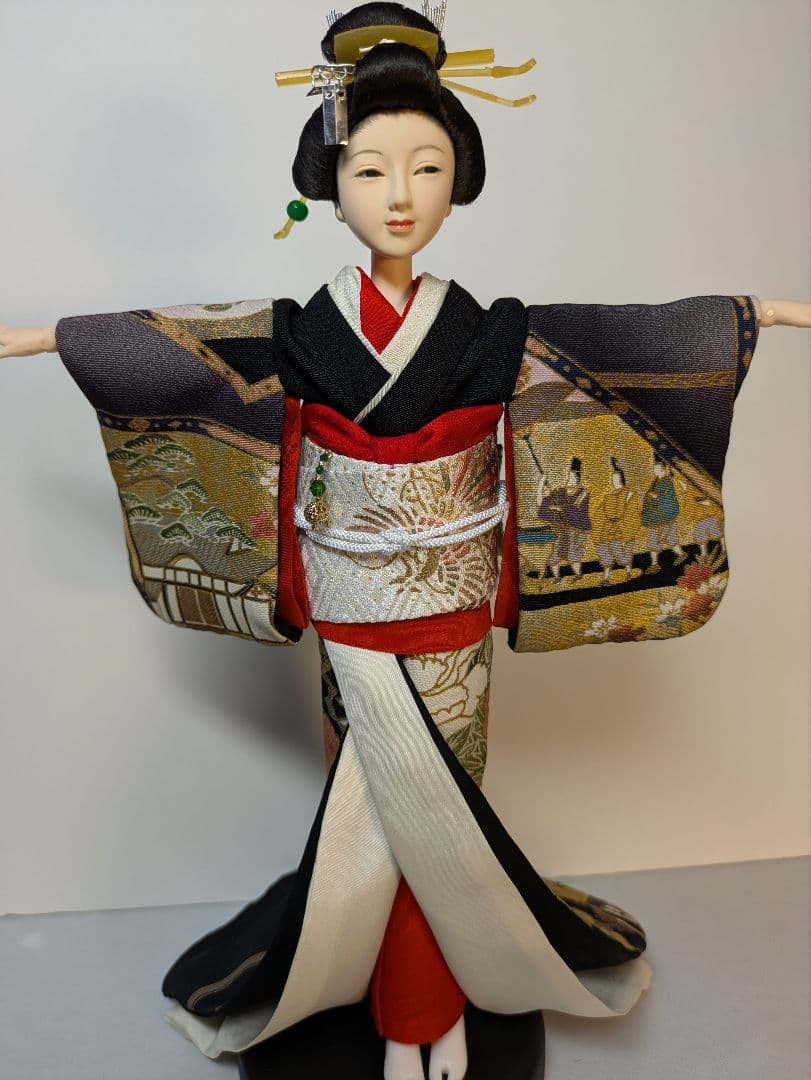 手縫い着物芸者用黒留袖1/6ドール、オビツドール27ジェニー用アウト