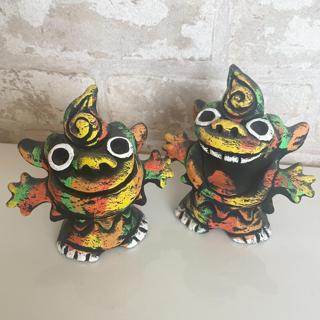 シーサー 沖縄 米子焼オリジナル ペア置物 かわいい守り神 魔除け