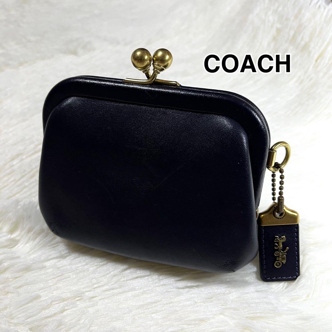 美品 COACH コーチ キスロック がま口 コインケース 財布 ブラック