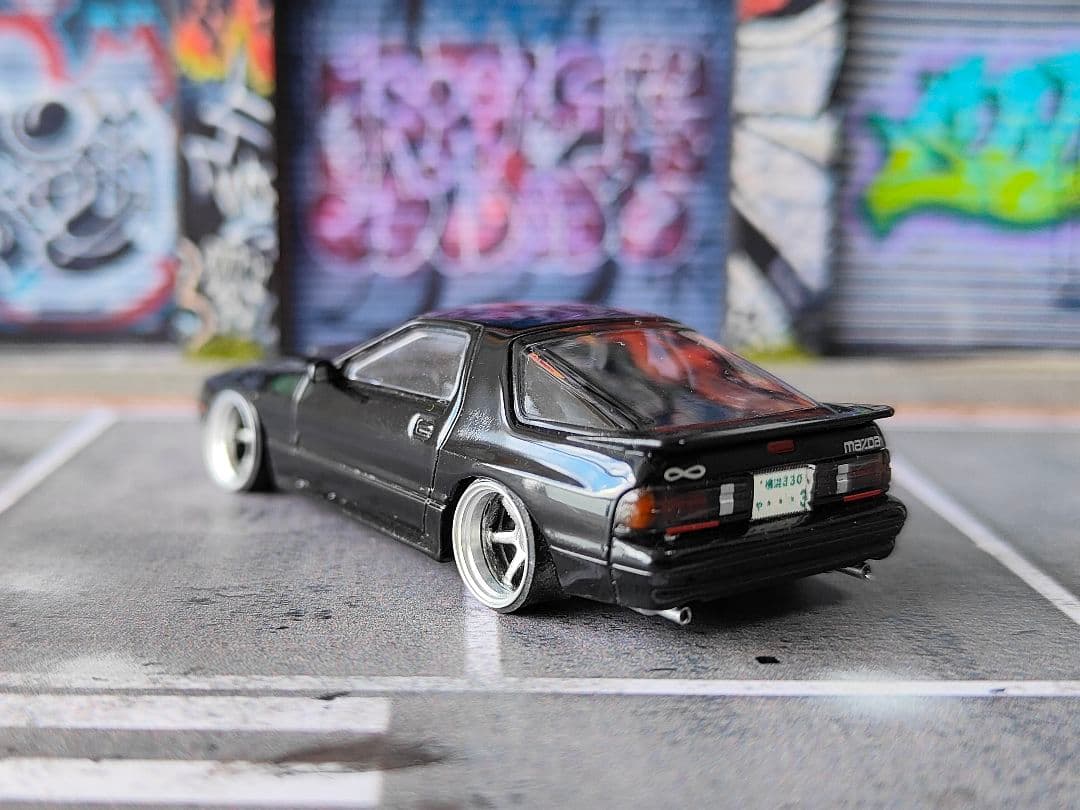 ホットウィールカスタム マツダ RX7 ドリ車 フルエアロ ☆深リム