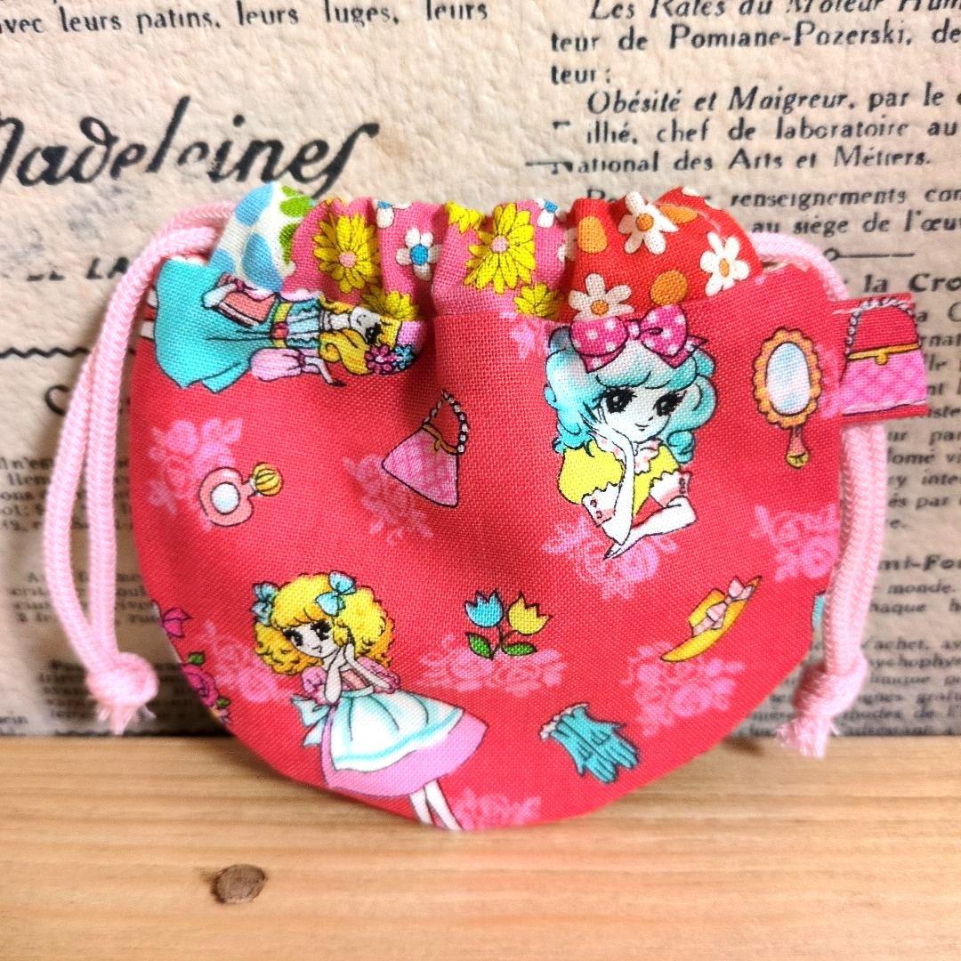 ハンドメイド ミニミニ まるい巾着 (レトロ柄 おとめちっく 花柄