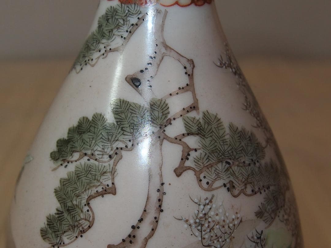 骨董・良品】明治期 九谷焼 於九谷/久香堂 大徳利 10客 山水鶴松図 酒