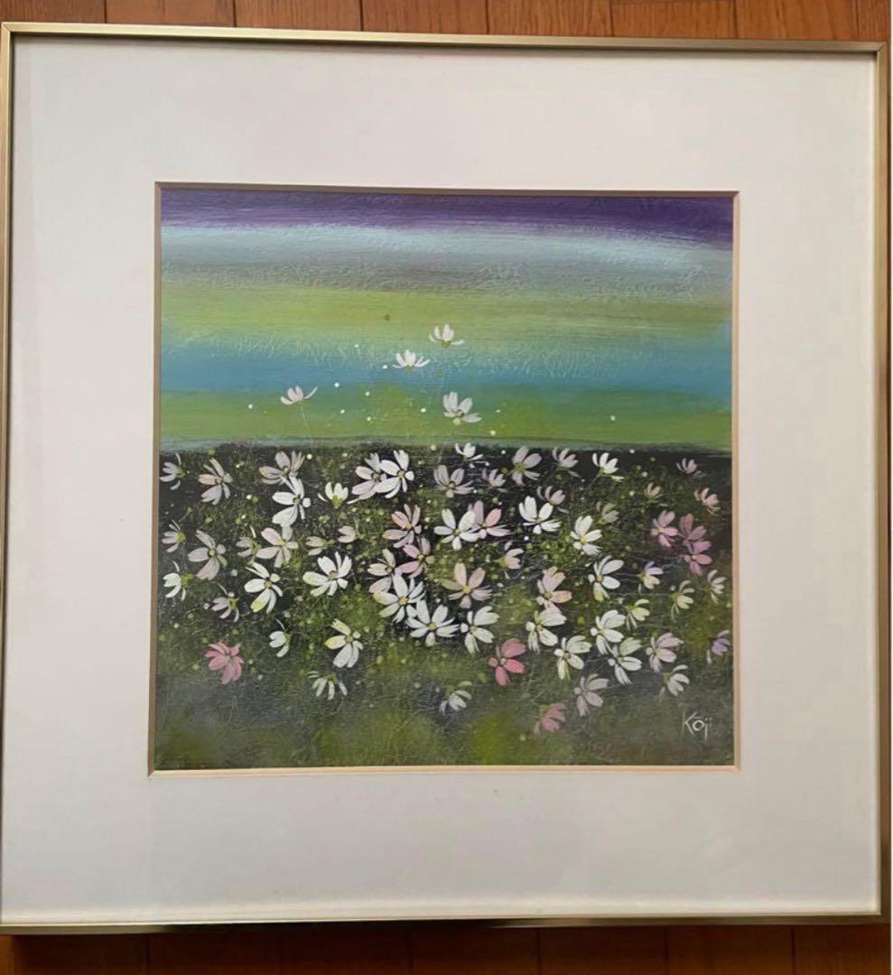絵画　荒木幸史　肉筆画　1980年代　コスモス　ヴィンテージ　50㎝×50㎝ 絵画 荒木幸史 肉筆画 1980年代 コスモス ヴィンテージ 50㎝×50㎝