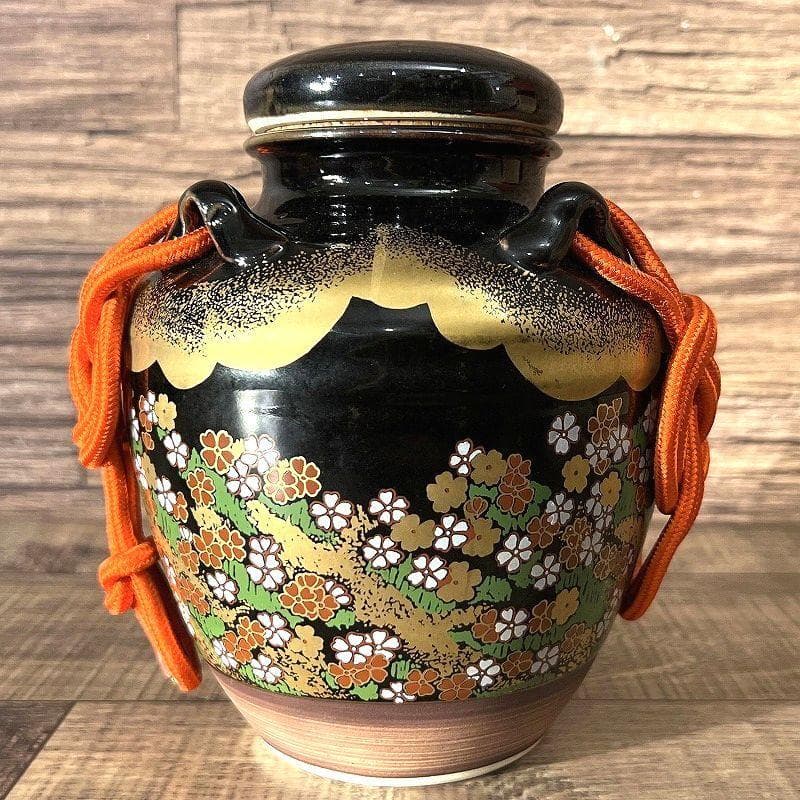 定価11万 九谷焼 玉泉窯 仁清写 色絵吉野山図 四耳壺 茶壺 野々村仁清