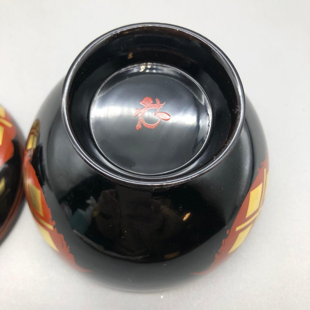 新品未使用秀衡塗菱形金箔漆雲文様蓋付き椀4客セット伝統工芸高級品