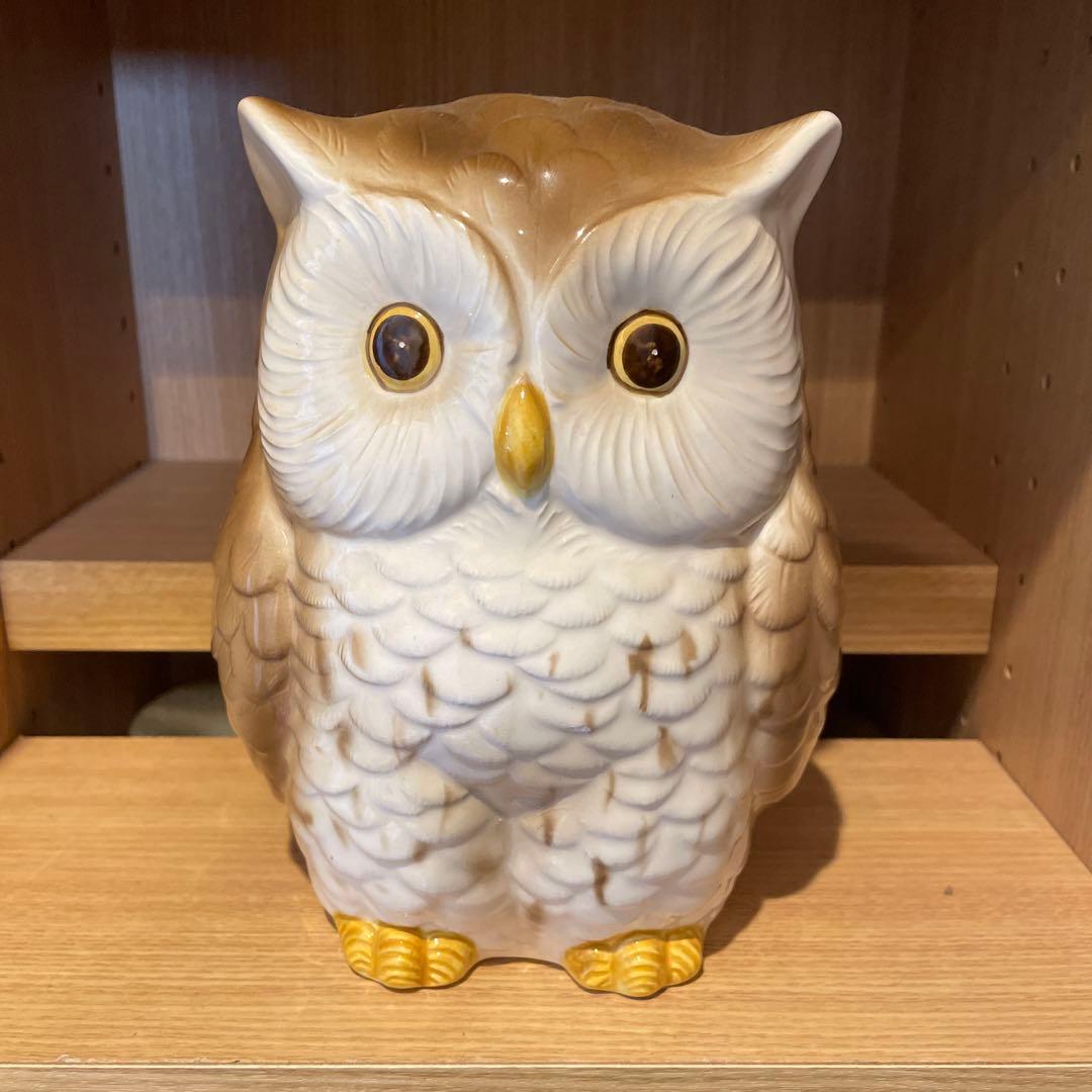 陶器製フクロウ貯金箱 - メルカリ