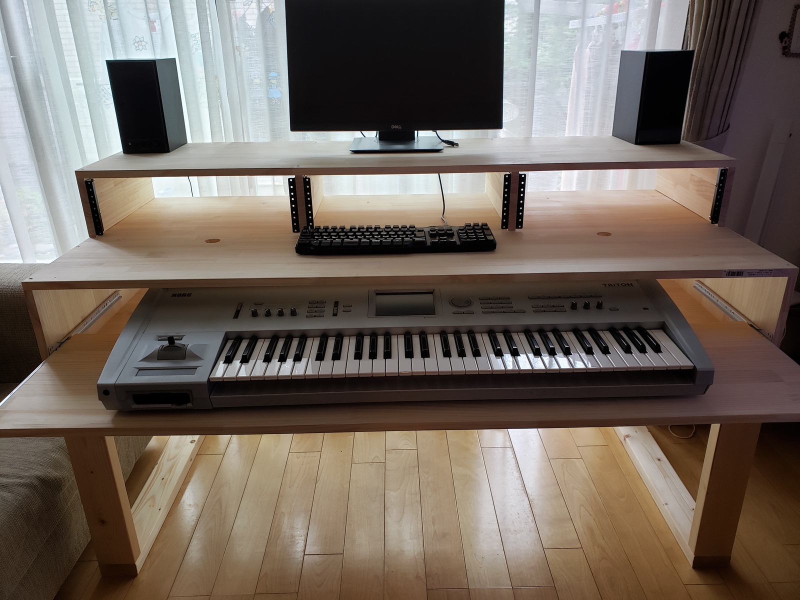 DTMデスク S-152-70 3Uラック付き キーボード シンセサイザー DAW