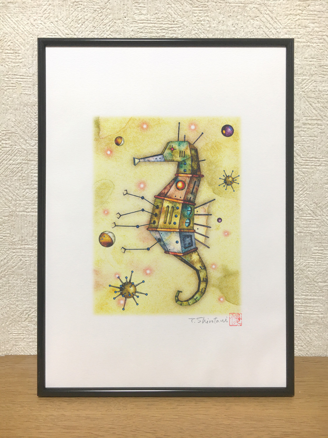 機械仕掛けの『タツノオトシゴ』デジタル版画 /A4サイズ（作品のみ