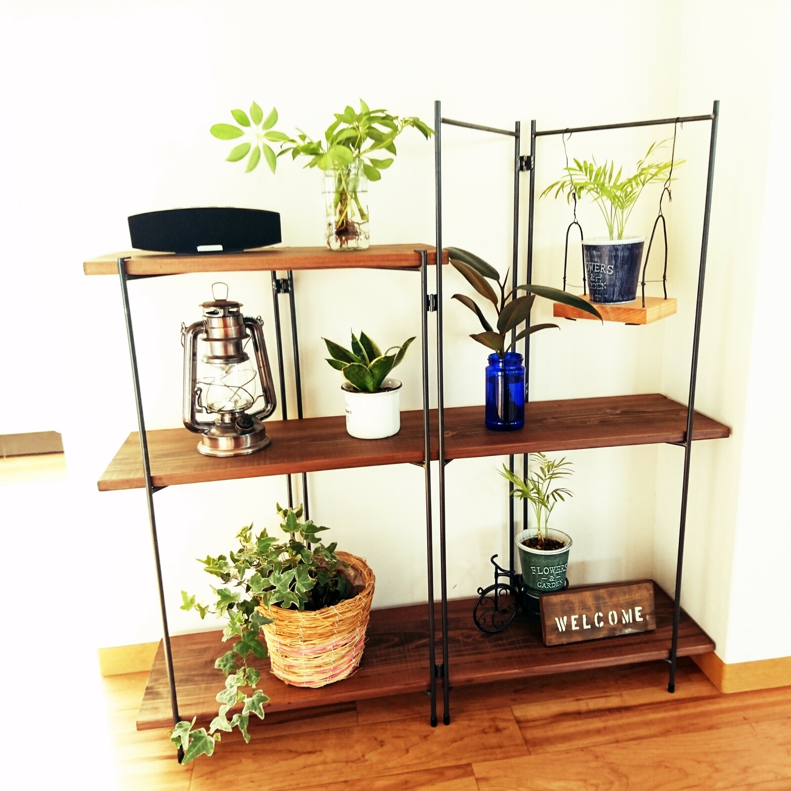 組み立てらくラック》アイアン フラワースタンド 折りたたみ収納/植物