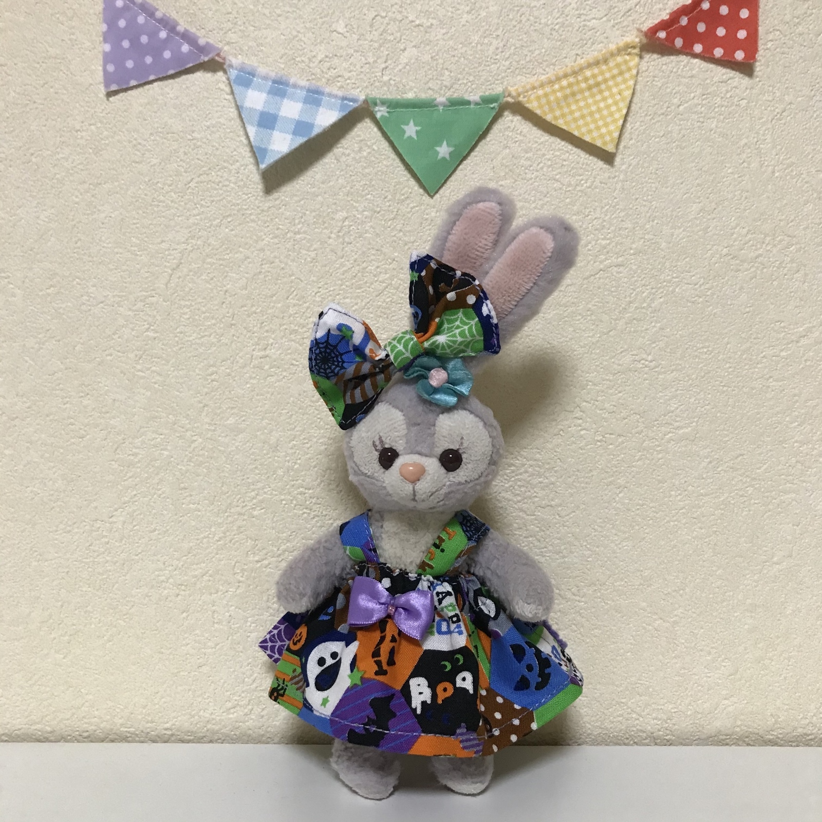 サテン&ゴールド星プリントチュールワンピース+リボンセット