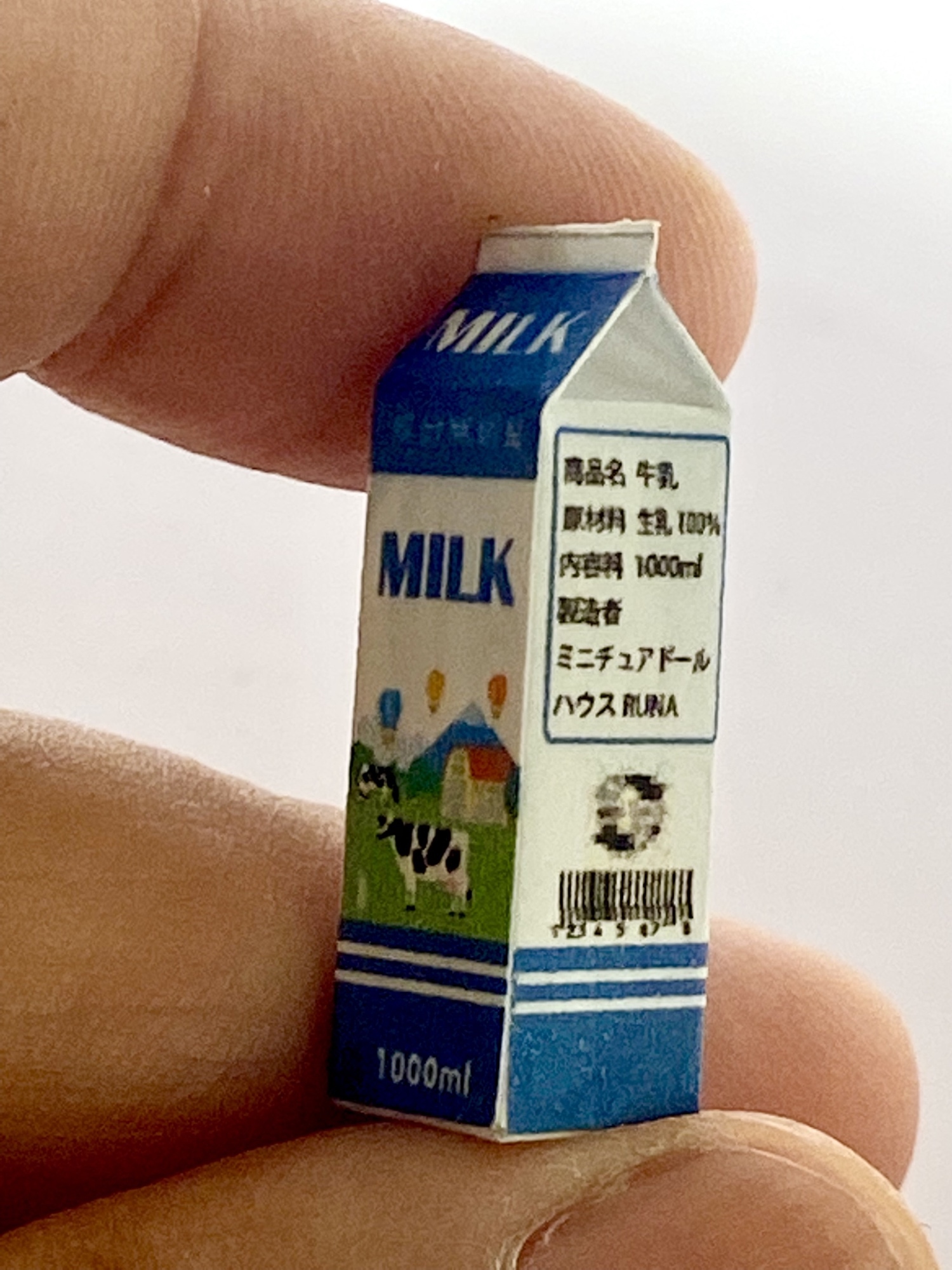 ミニチュア牛乳パック1000mlサイズ - ミニチュアドールハウス RU*NA