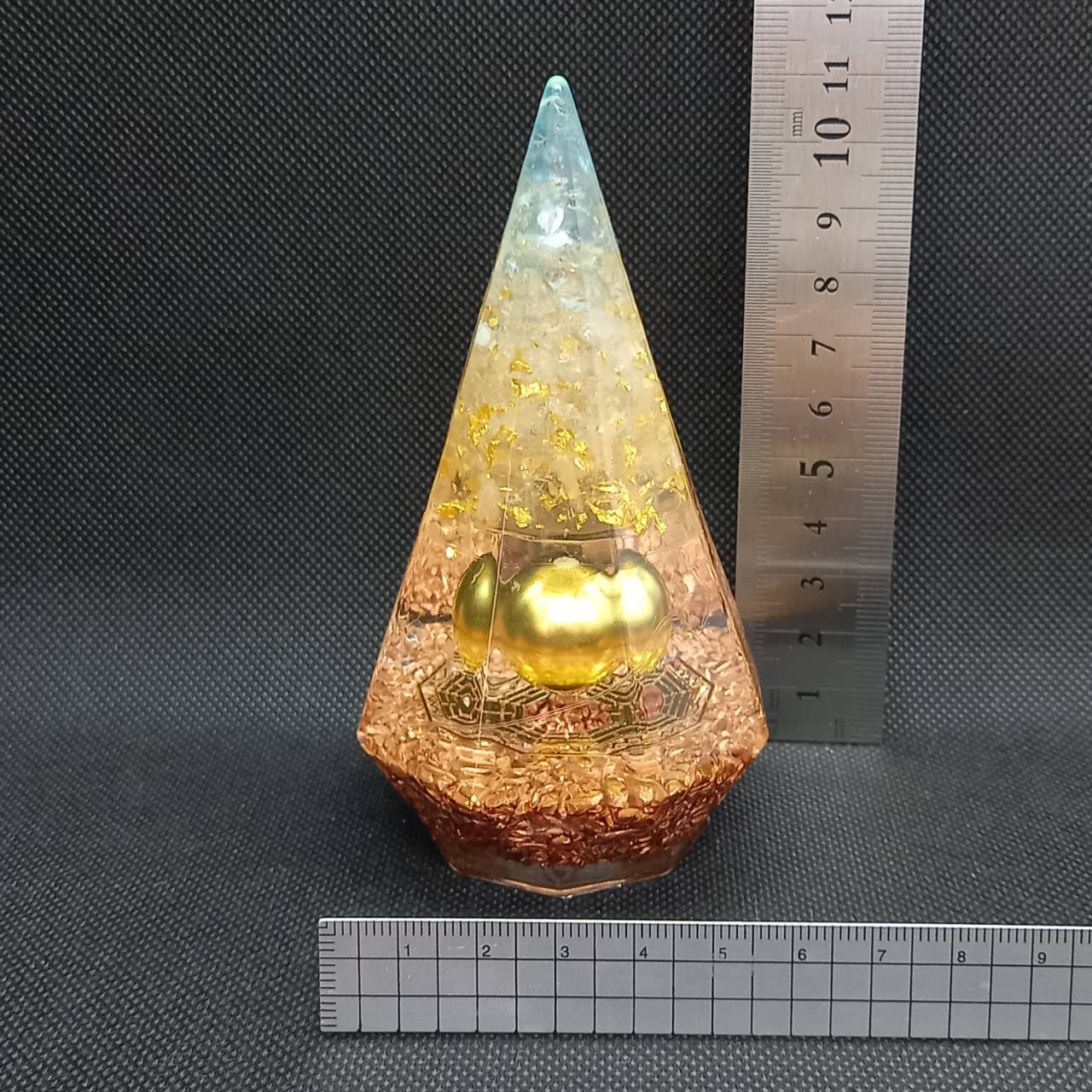 金運神降臨 金運風水八角錐オルゴナイト11cm（金運波動玉20mm）【金運