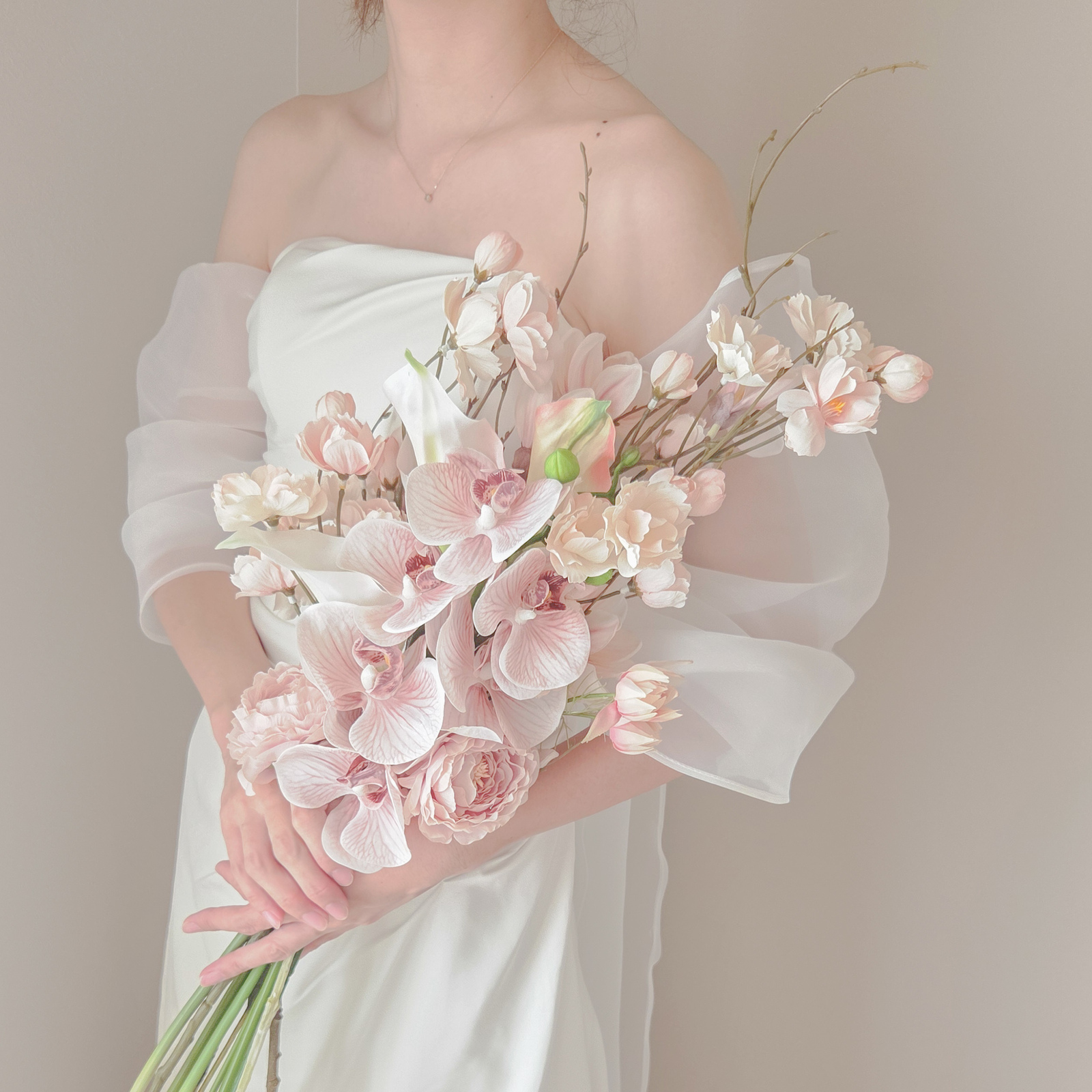 再販】【受注生産】【ピンク】【春婚♡】胡蝶蘭のアームブーケ モデル