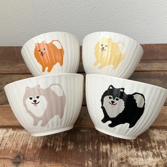 新作】ポメラニアン 湯のみ茶碗 ☆ お猪口 小鉢 そうめん 蕎麦 アイス