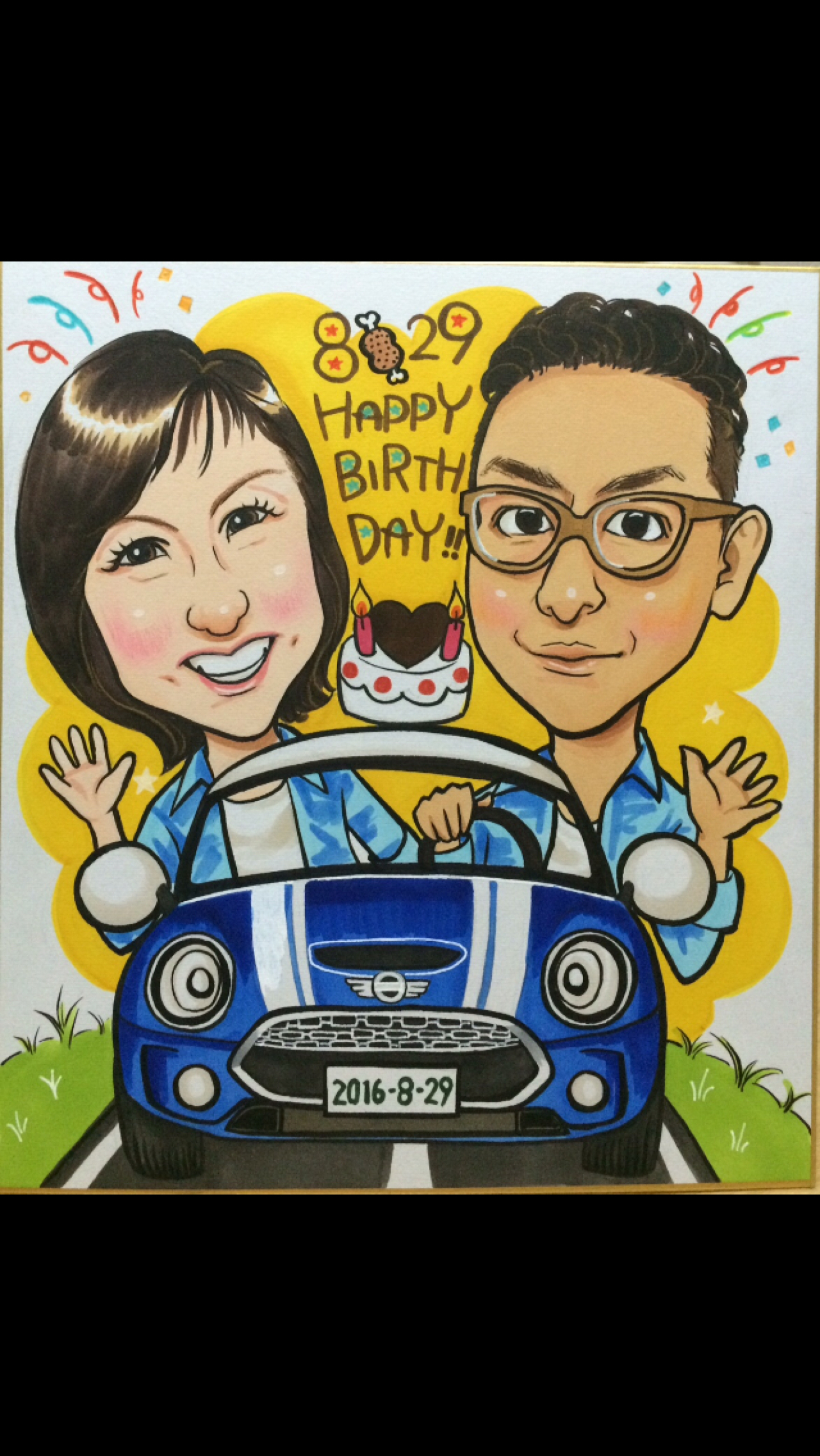 似顔絵2名様＋車 - OMYSEW'S GALLERY | minne byGMOペパボ 国内最大級