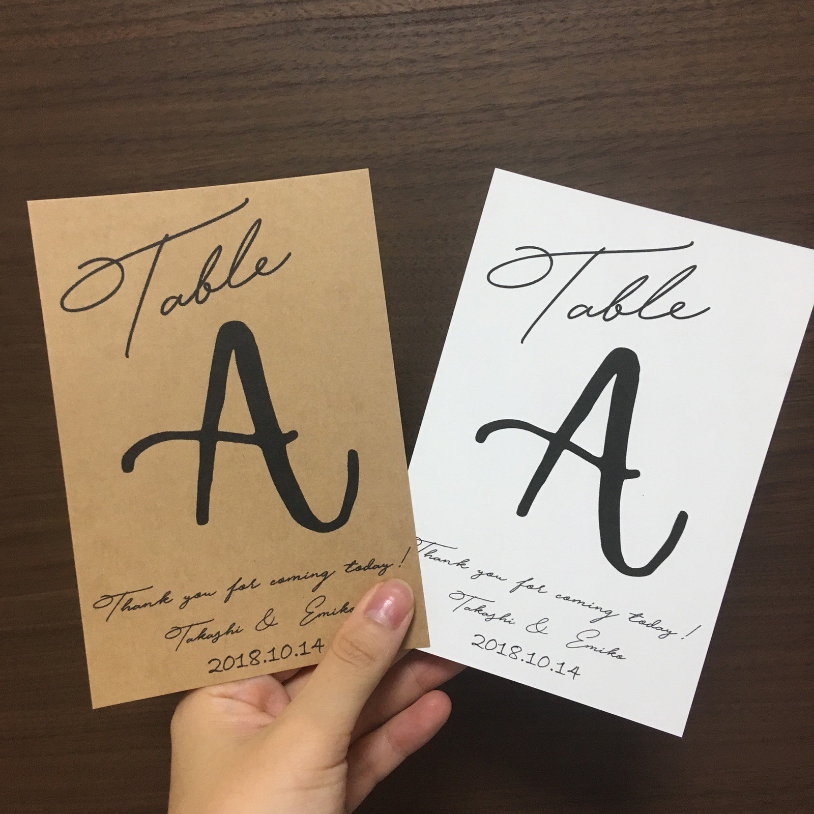 お名前＆日付入り❣️手書き風テーブルナンバー 6枚セット - cheri