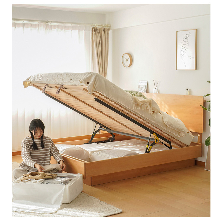 大容量収納無垢材ベッドフレーム 幅1.5m 1.8m