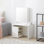 ミラー収納付きドレッサー(幅55cm) ロータイプ コンセント付き