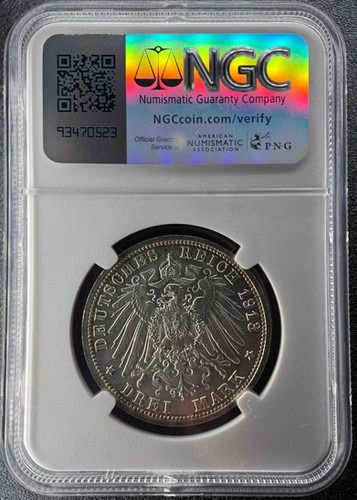 1913年 ドイツ帝国 プロイセン王国 3マルク銀貨 ウィルヘルム2世即位25